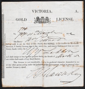 Gold License from 1852