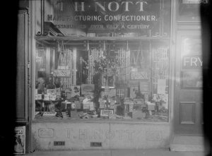 Front window of a sweet shop. State Library of Victoria collection.