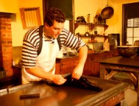 Raspberry drops being made at Sovereign Hill's Confectionerers.