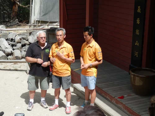 Charles Oscar and Bill back outside Sovereign Hill's Chinese temple